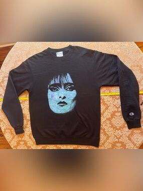 Champion Crewneck Sweatshirt w/ half-tone Siouxsie Sioux screen printed graphic
